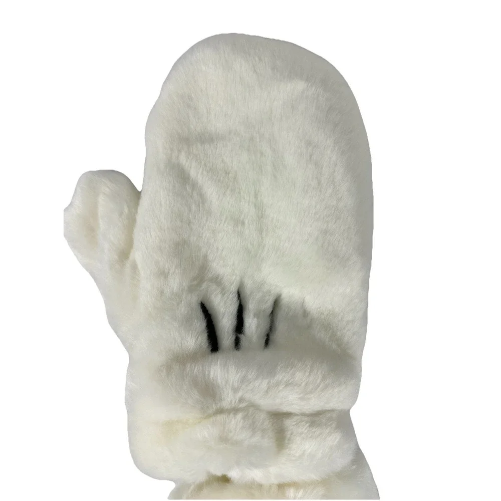 Disney Mickey Mouse Plush Mittens White Winter Gloves Tokyo Disney Resort